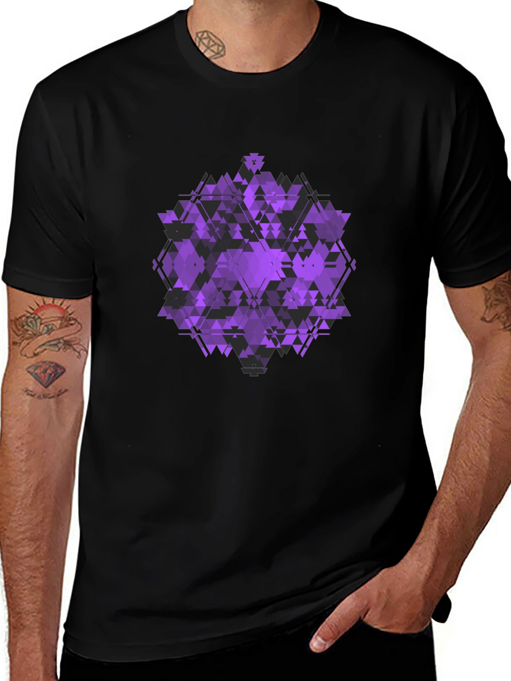 Geometric Purple Graphic Print T-Shirt