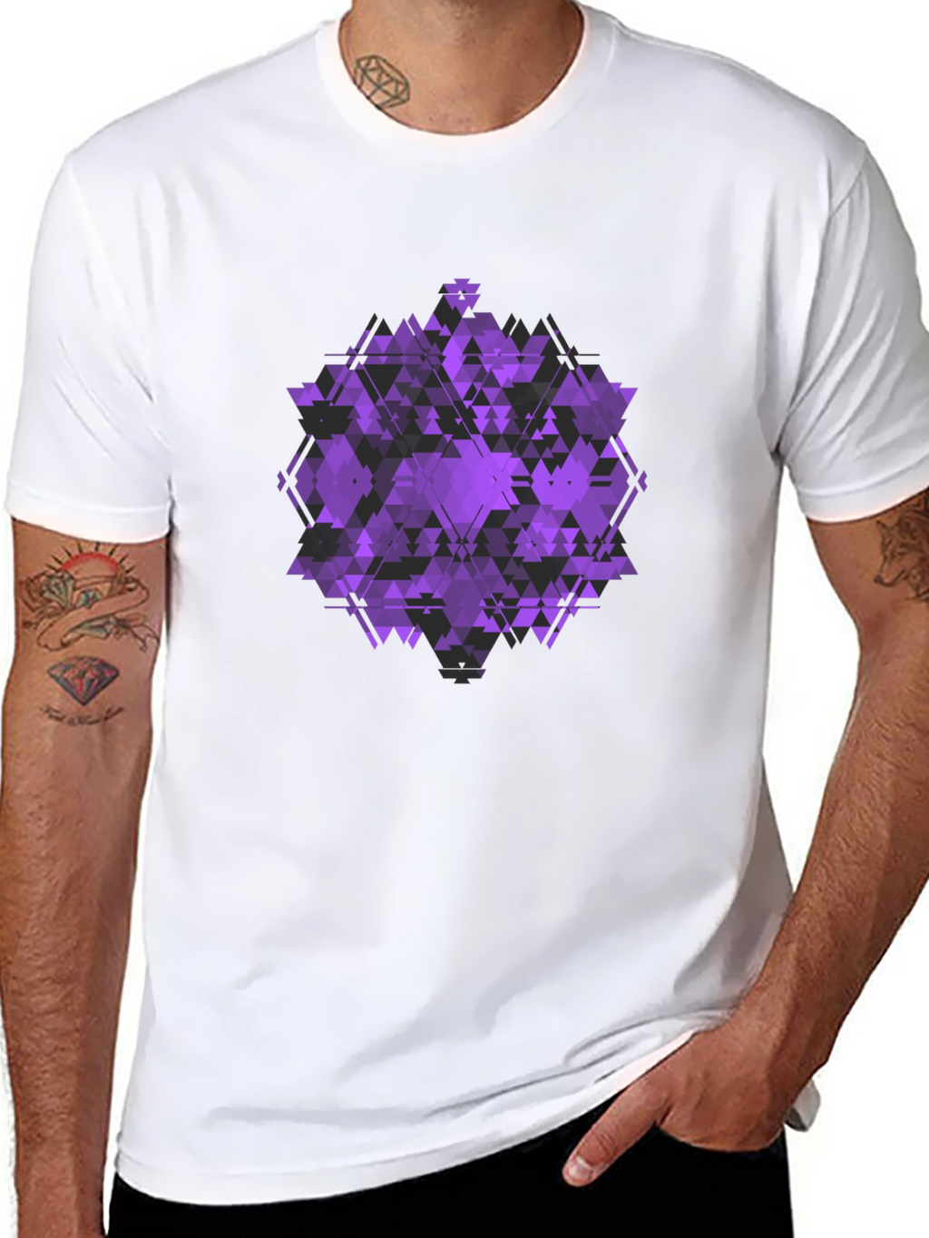 Geometric Purple Graphic Print T-Shirt