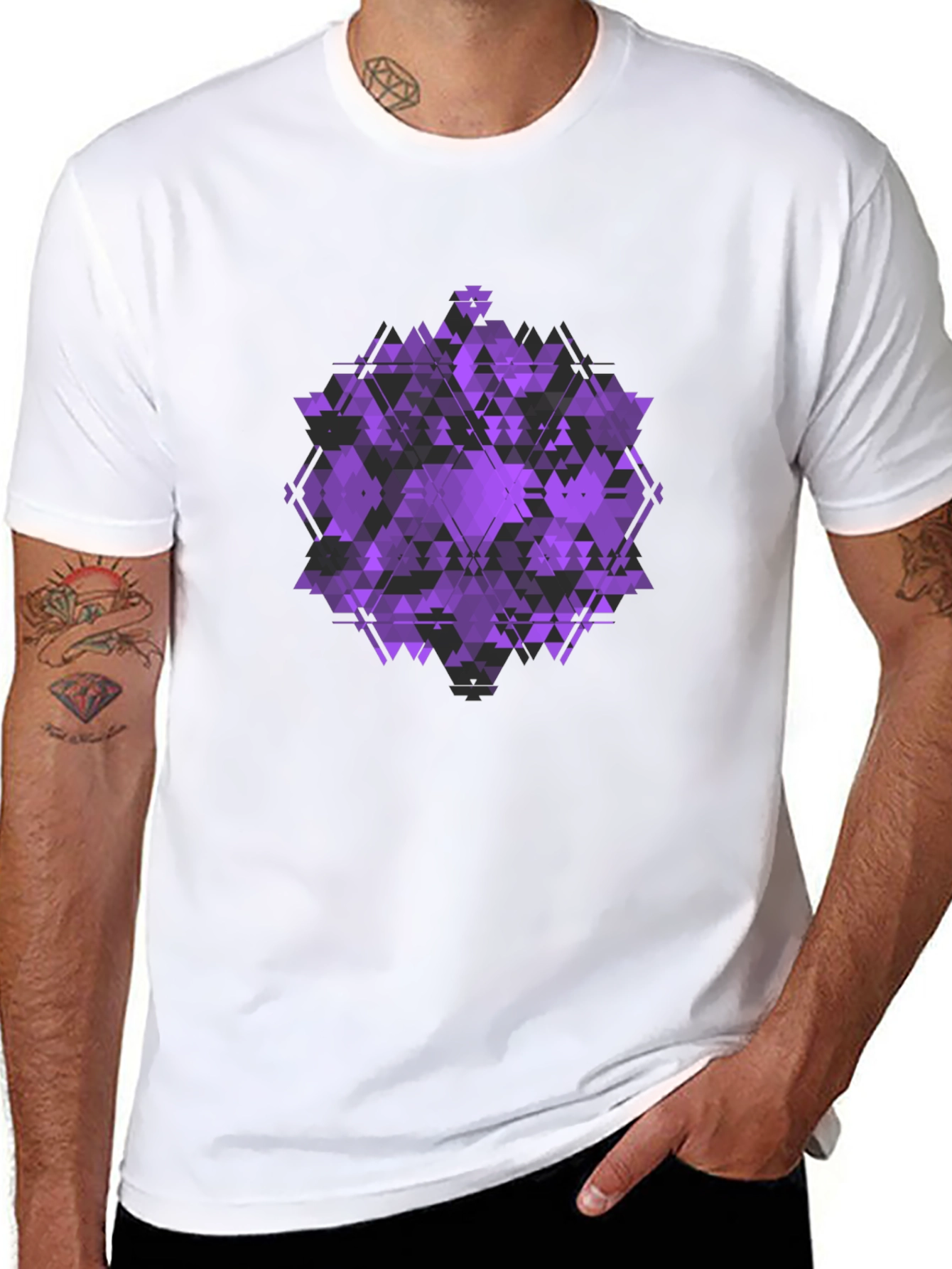 Geometric Purple Graphic Print T-Shirt