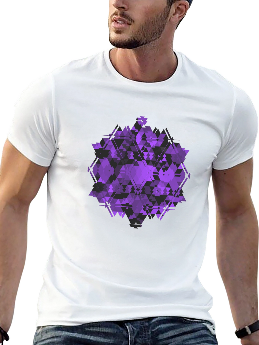 Geometric Purple Graphic Print T-Shirt