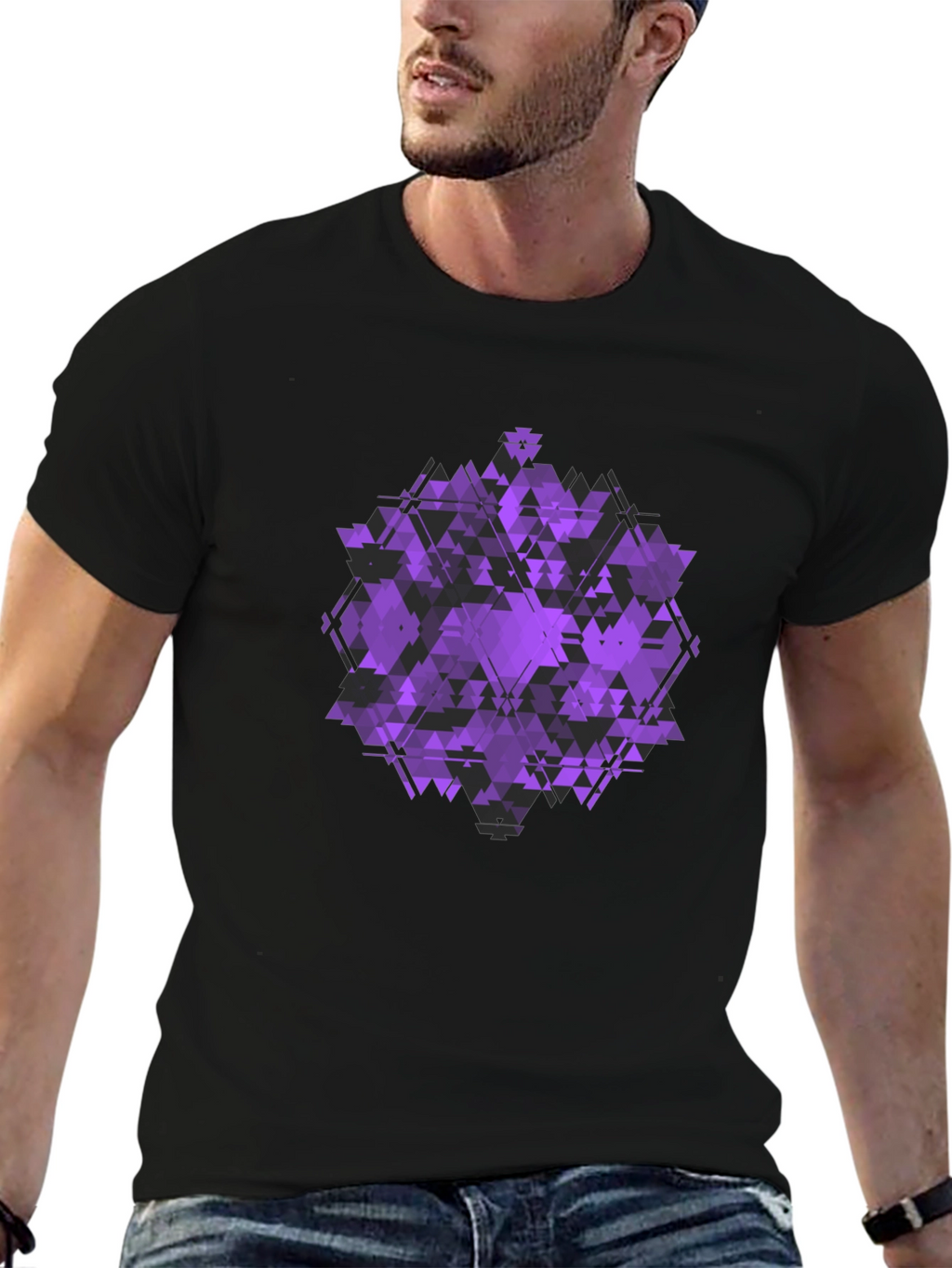 Geometric Purple Graphic Print T-Shirt