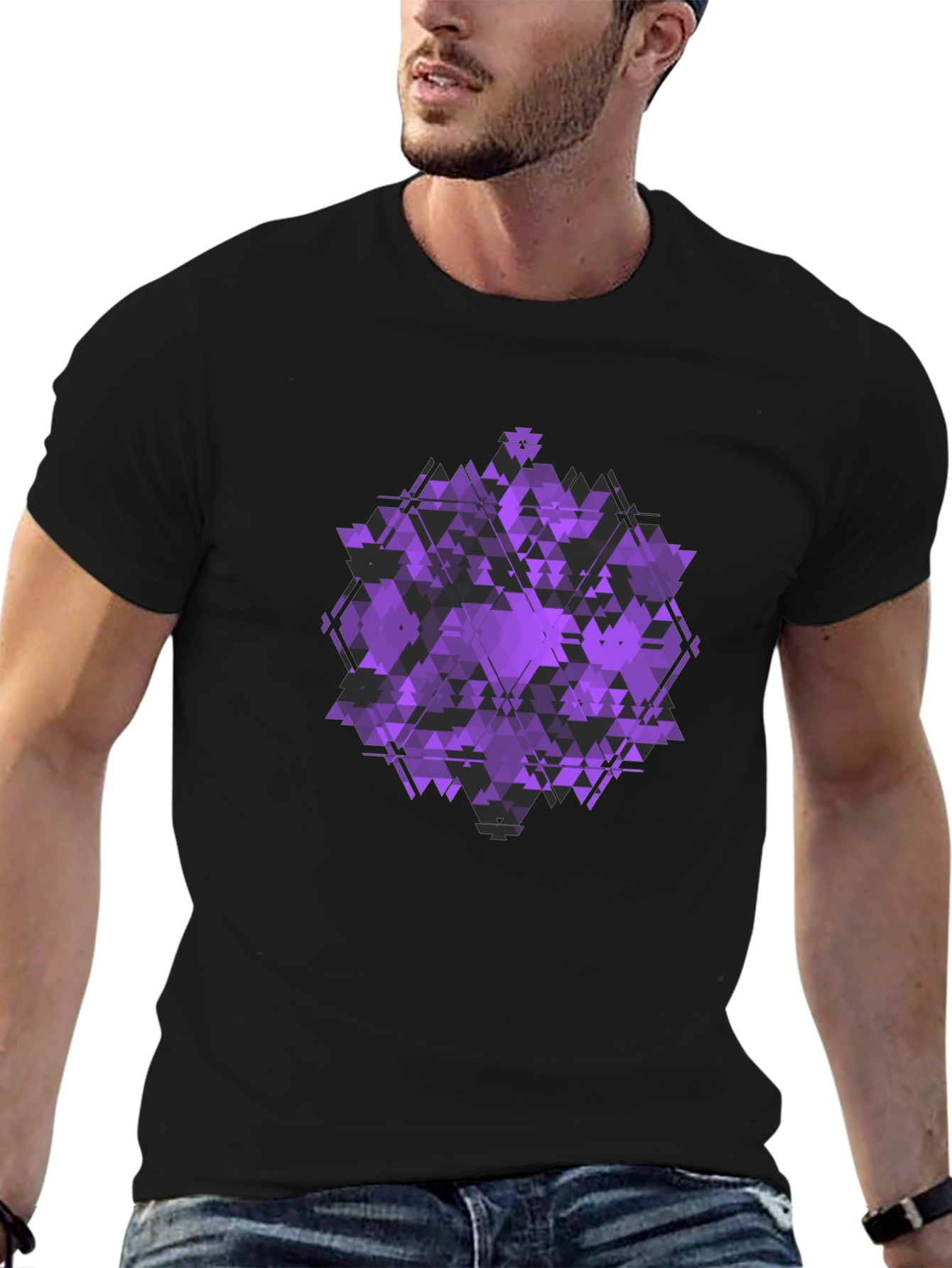 Geometric Purple Graphic Print T-Shirt