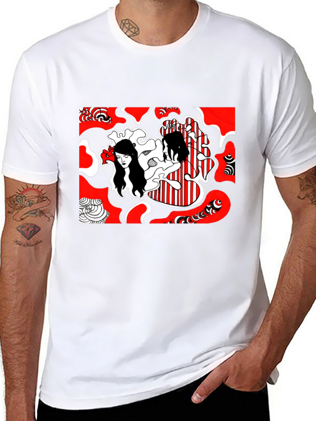 Abstract Graphic Print Tee - Black
