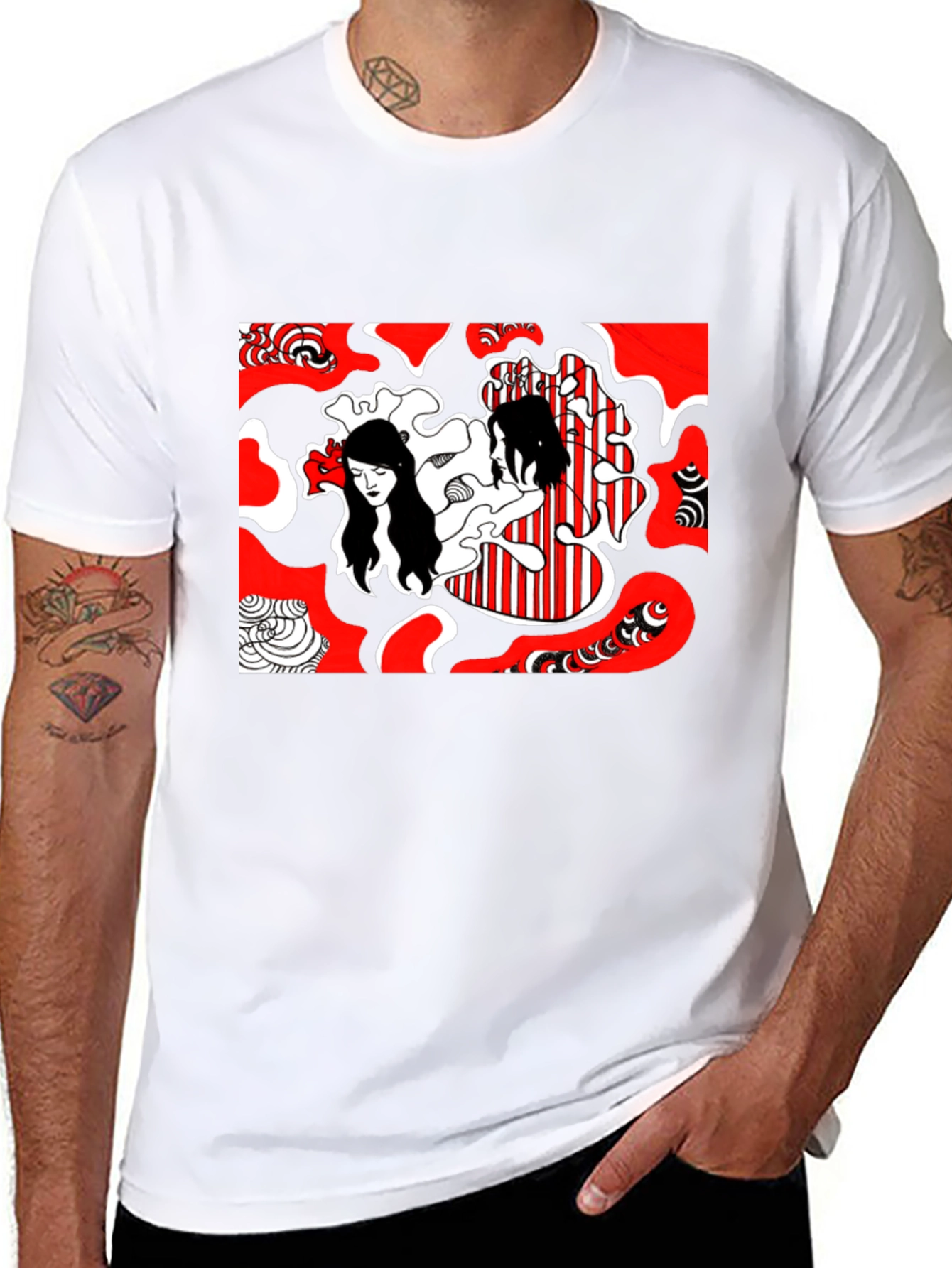 Abstract Graphic Print Tee - Black