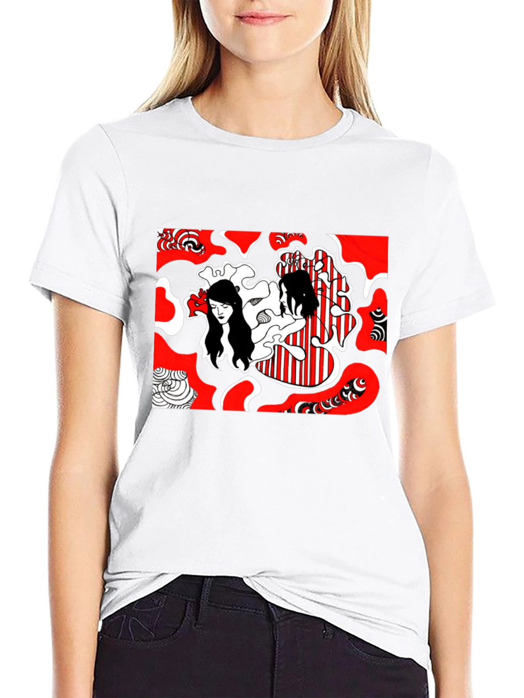 Abstract Graphic Print Tee - Black