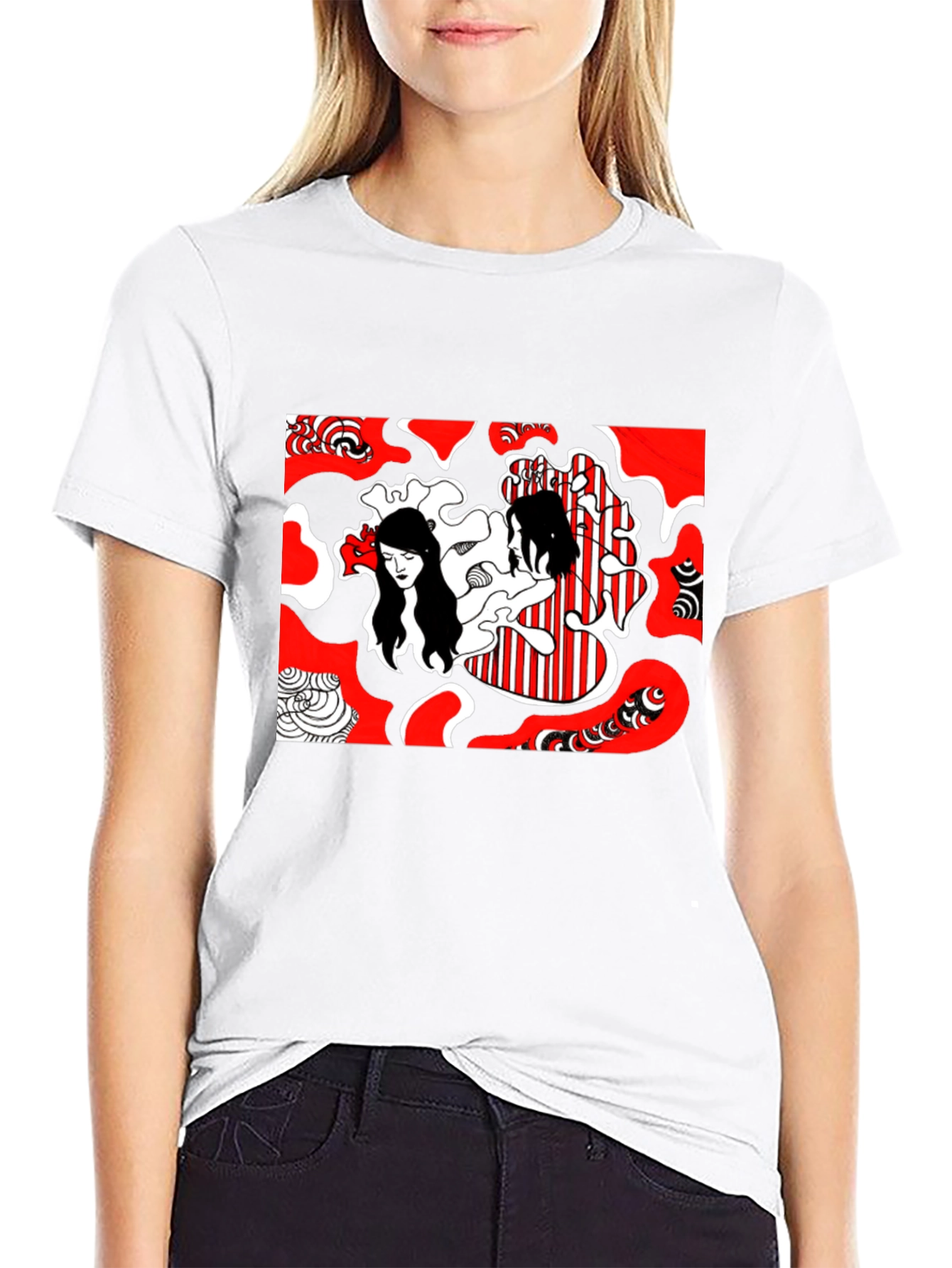 Abstract Graphic Print Tee - Black
