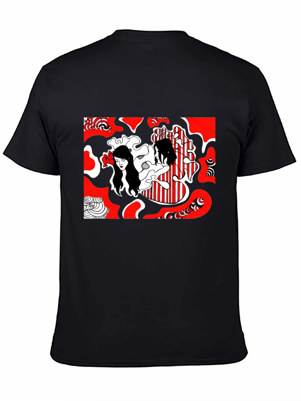 Abstract Graphic Print Tee - Black