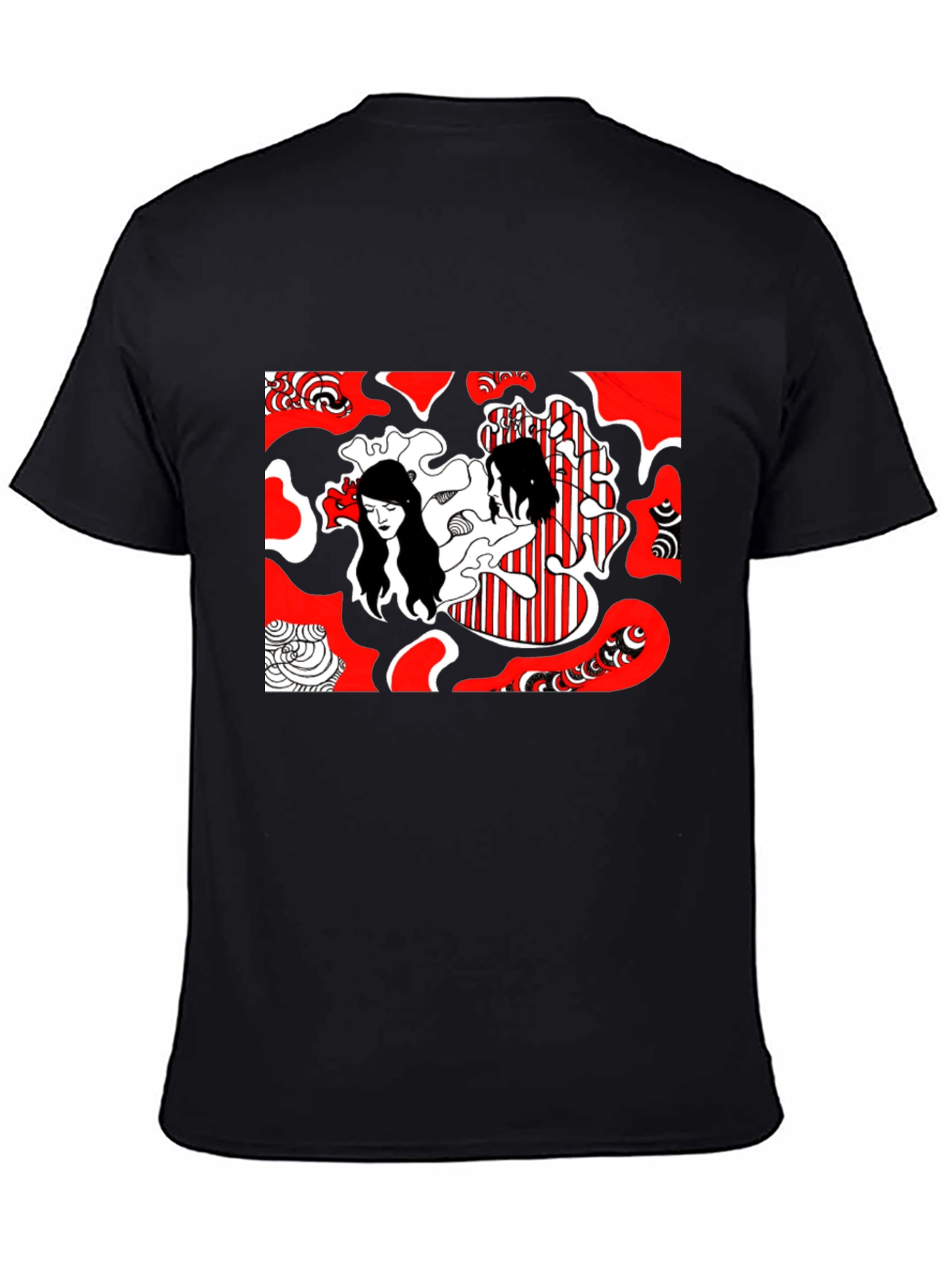 Abstract Graphic Print Tee - Black