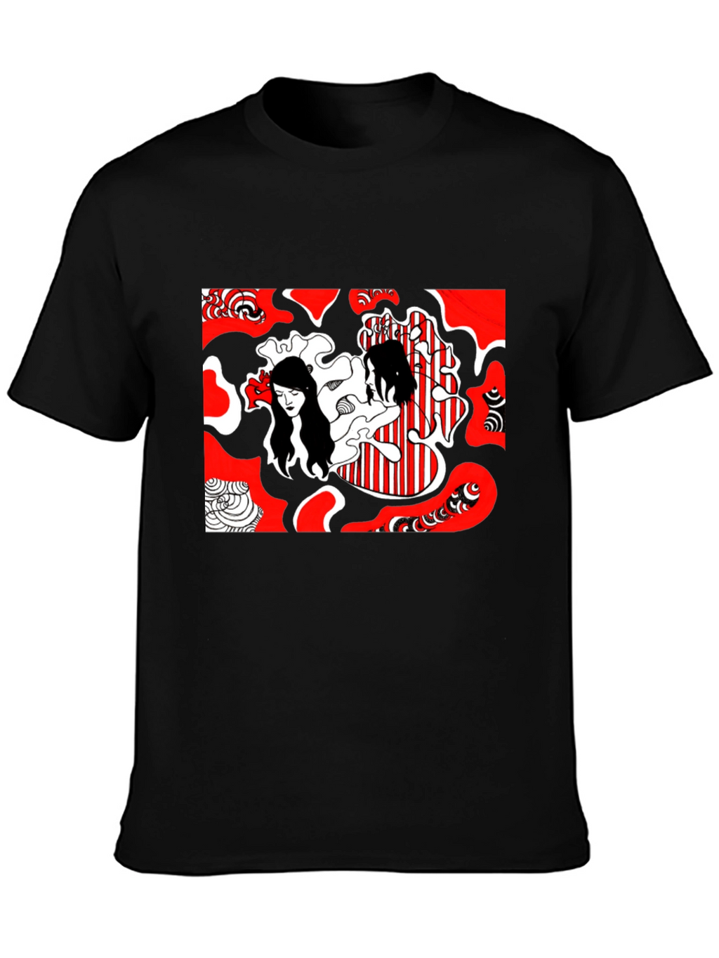Abstract Graphic Print Tee - Black