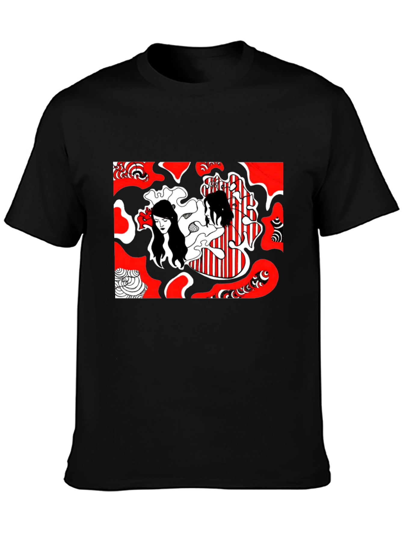 Abstract Graphic Print Tee - Black