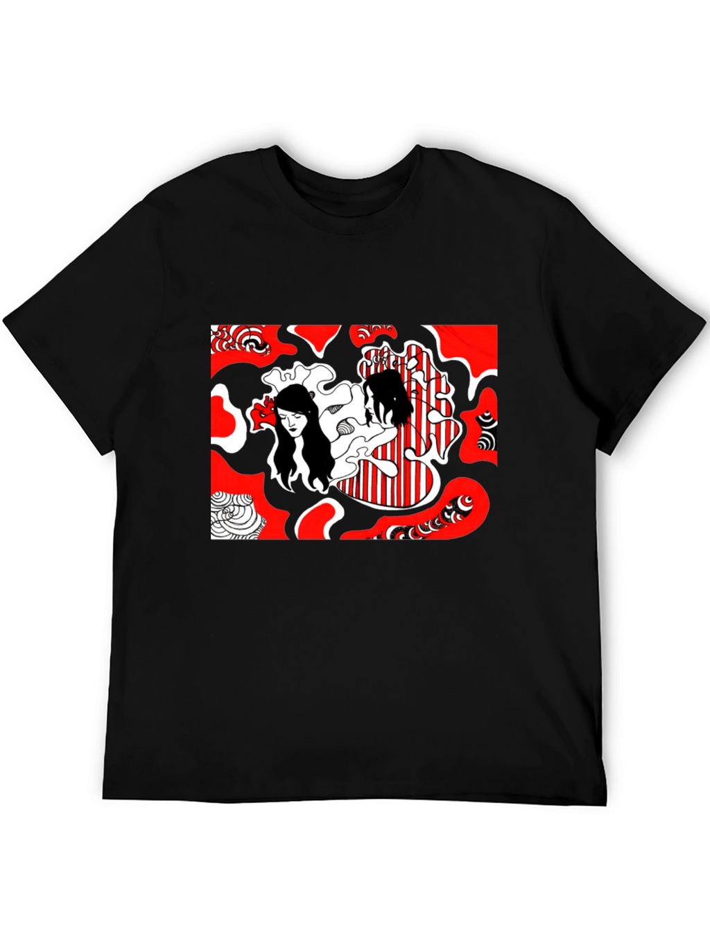 Abstract Graphic Print Tee - Black