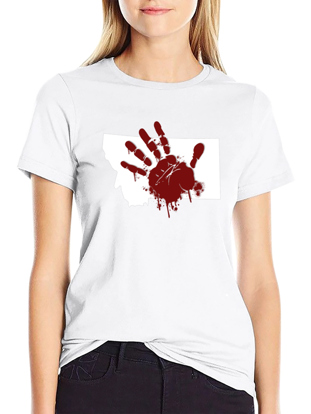Montana Blood Hand T-Shirt - Unique Graphic Tee