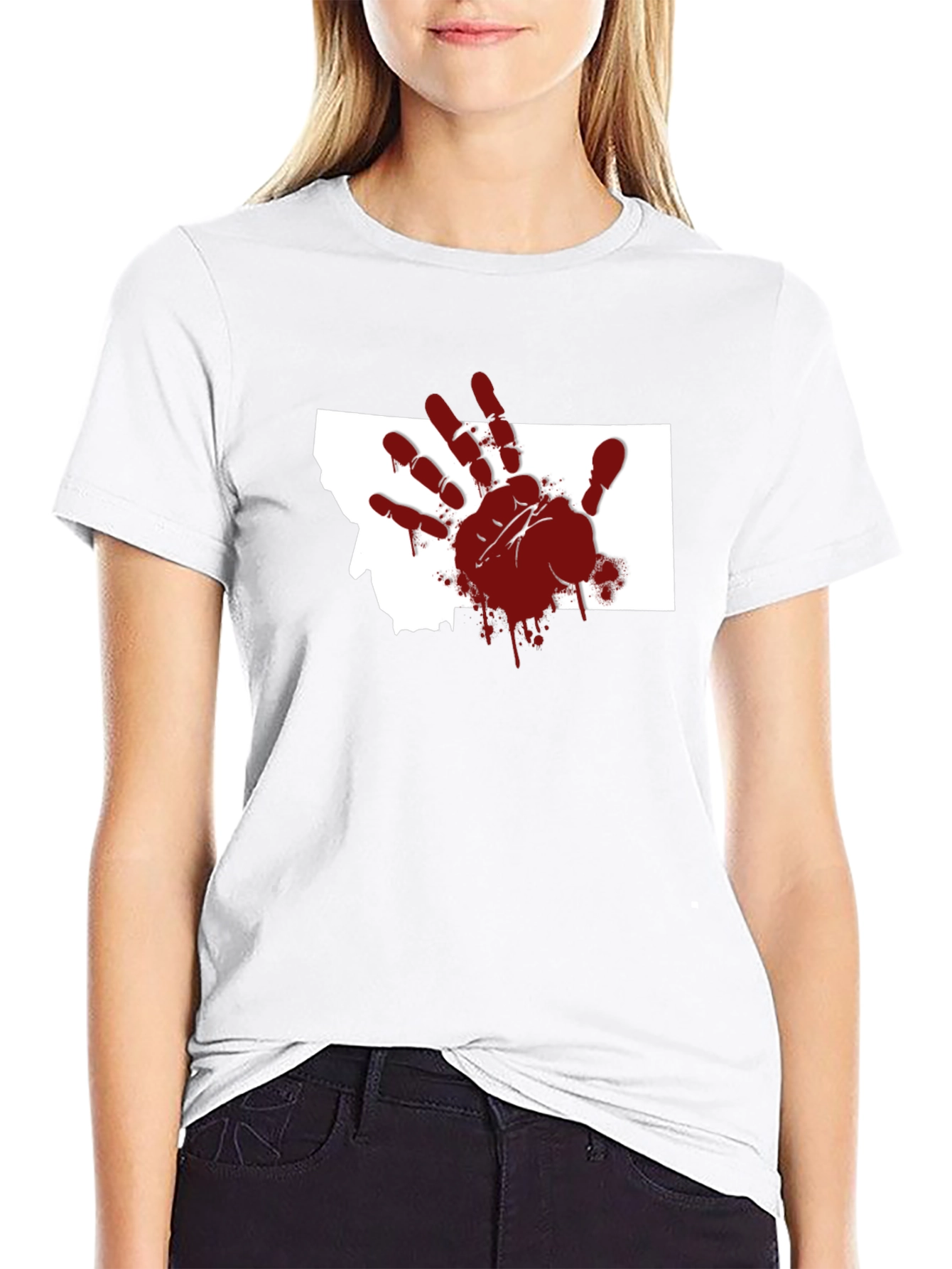 Montana Blood Hand T-Shirt - Unique Graphic Tee
