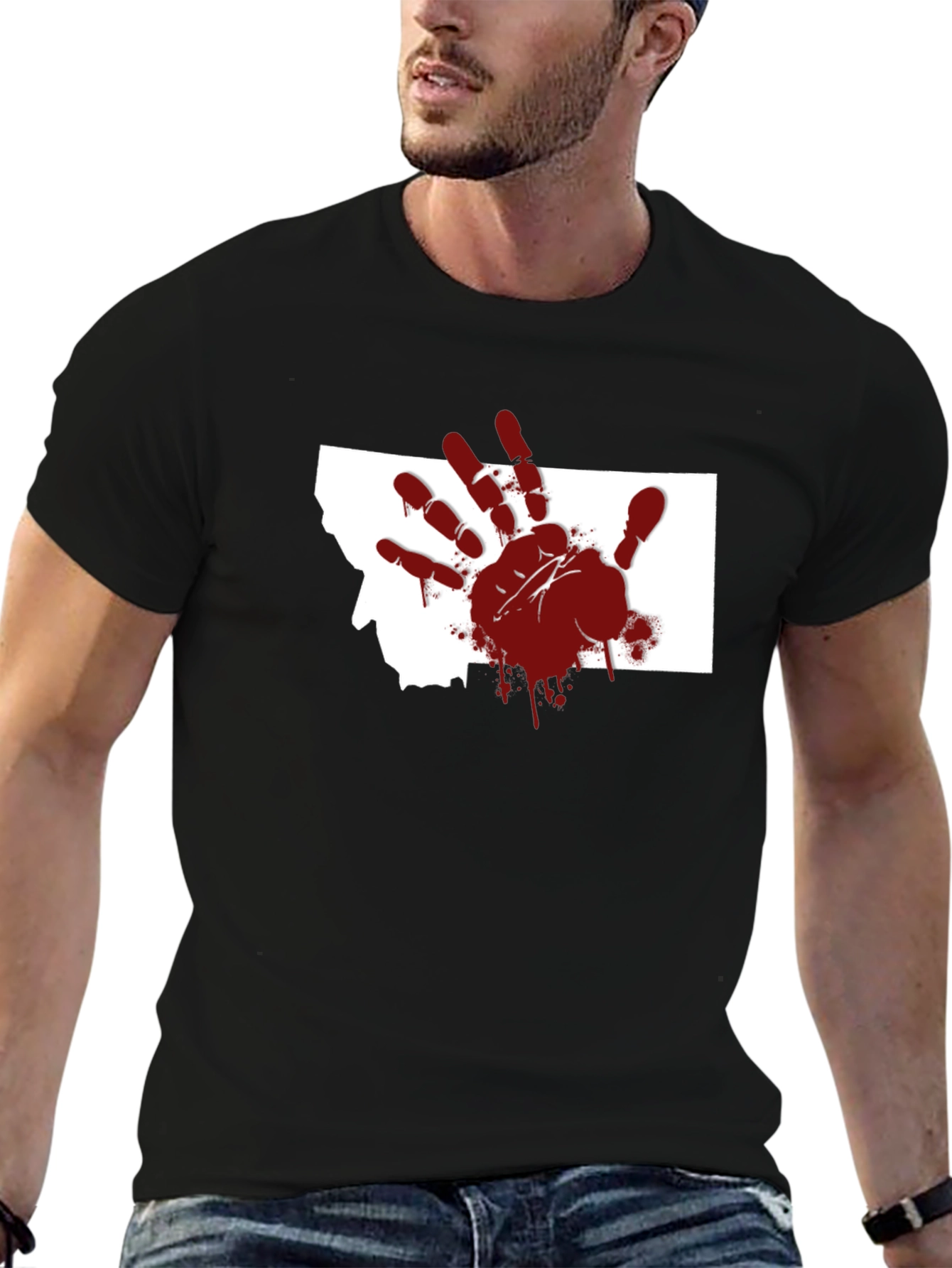 Montana Blood Hand T-Shirt - Unique Graphic Tee