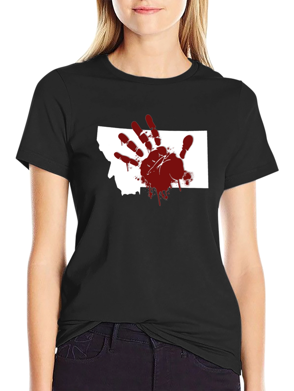 Montana Blood Hand T-Shirt - Unique Graphic Tee