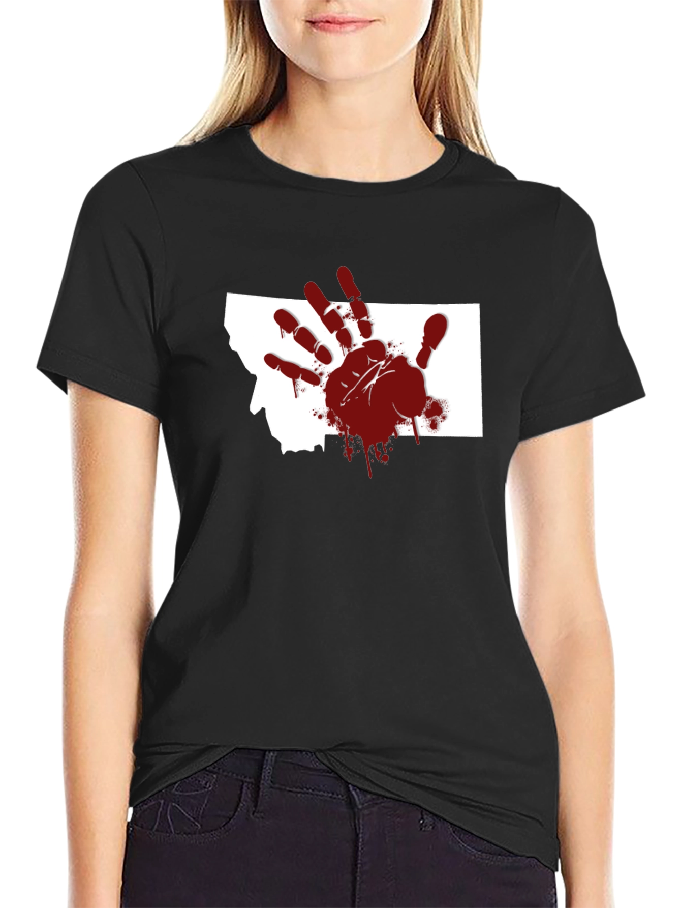 Montana Blood Hand T-Shirt - Unique Graphic Tee