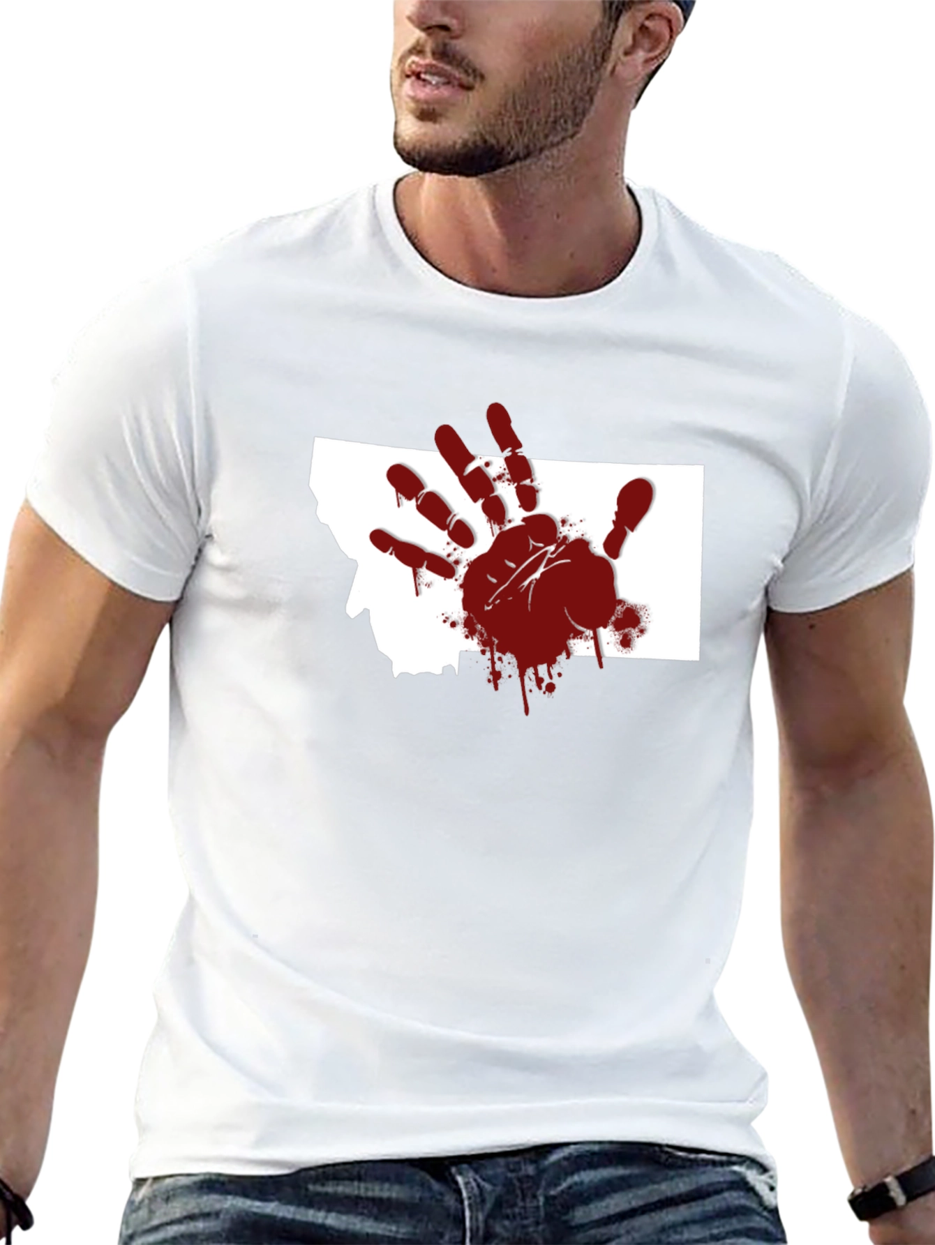Montana Blood Hand T-Shirt - Unique Graphic Tee