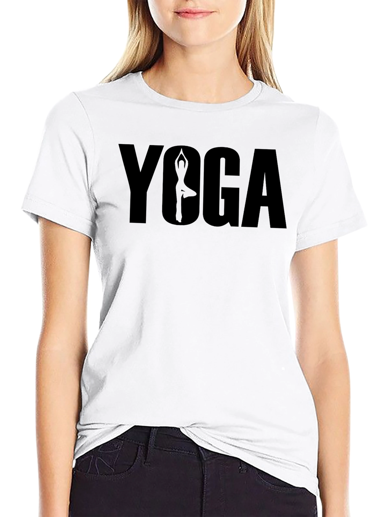 Yoga Pose Graphic Tee - Relaxed Fit Black T-Shirt