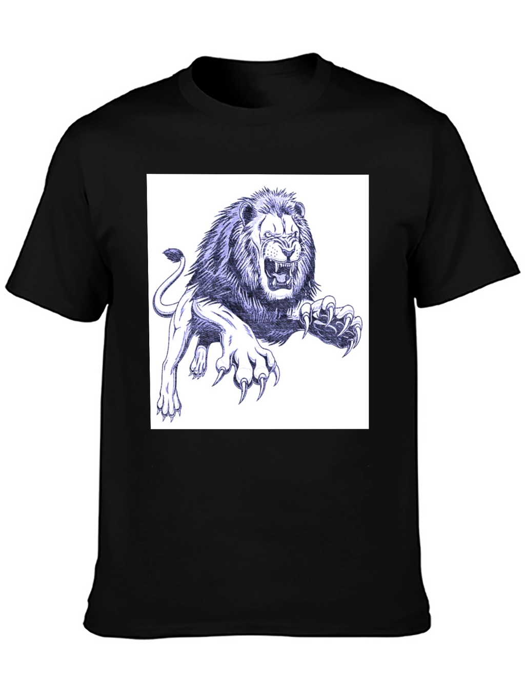 Lion Graphic Print Black T-Shirt