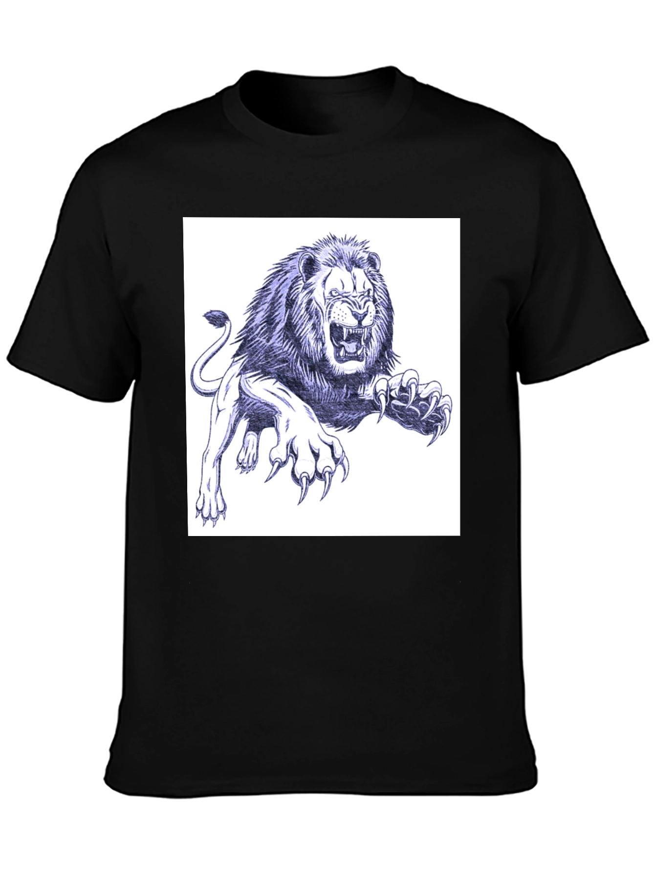 Lion Graphic Print Black T-Shirt