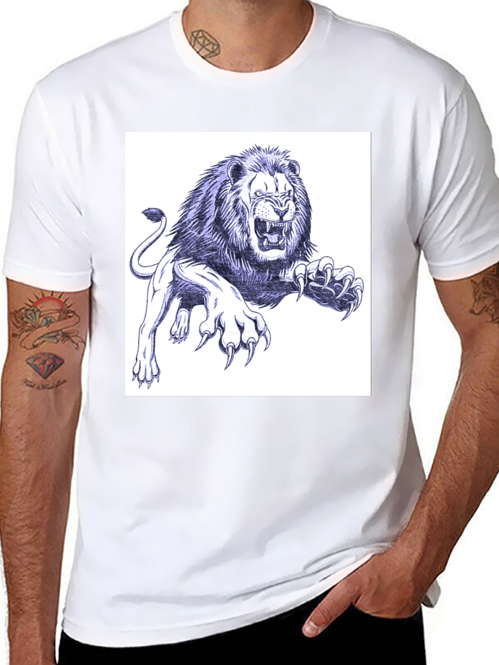Lion Graphic Print Black T-Shirt