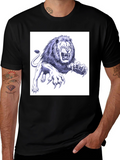 Lion Graphic Print Black T-Shirt