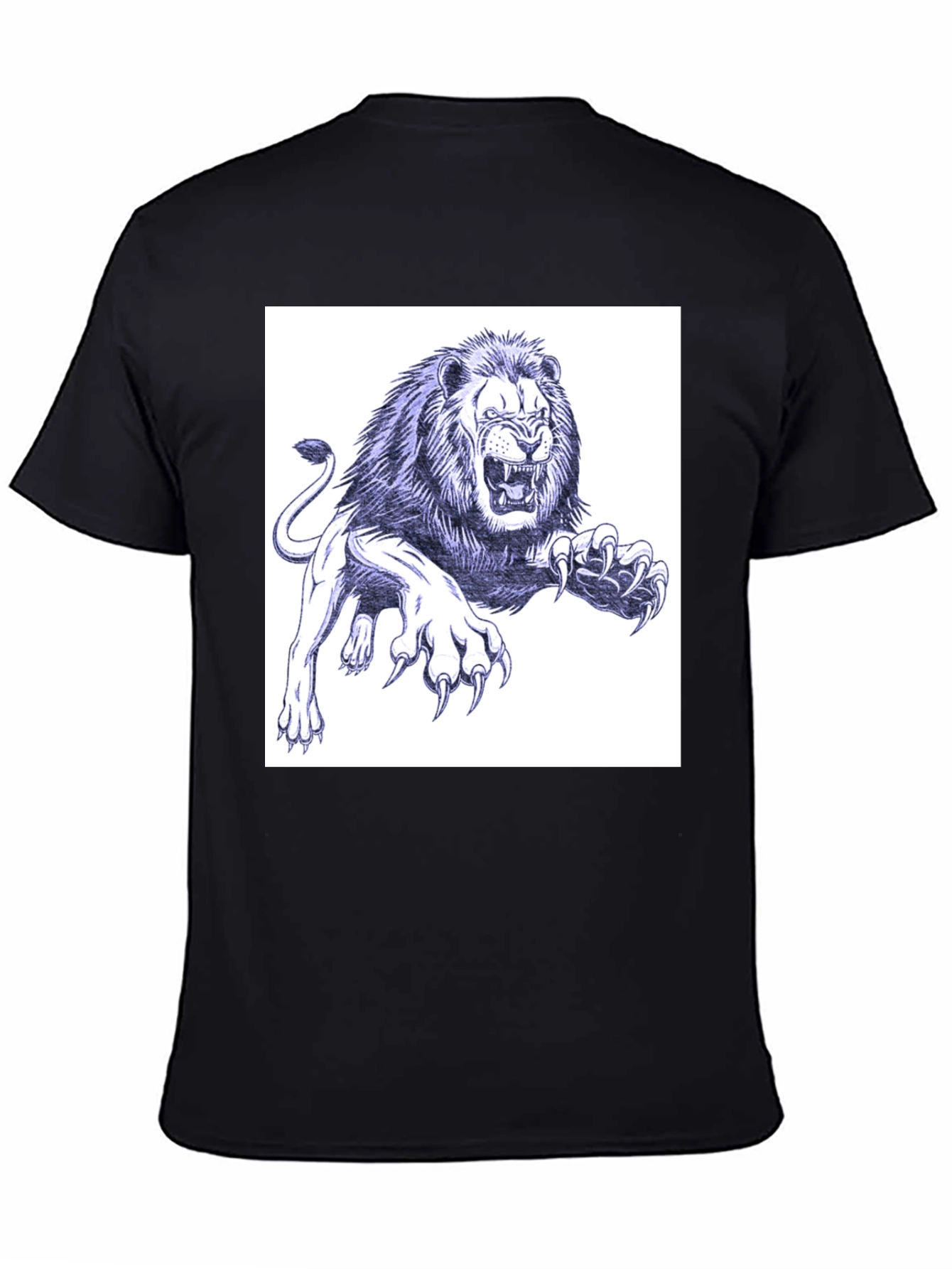 Lion Graphic Print Black T-Shirt