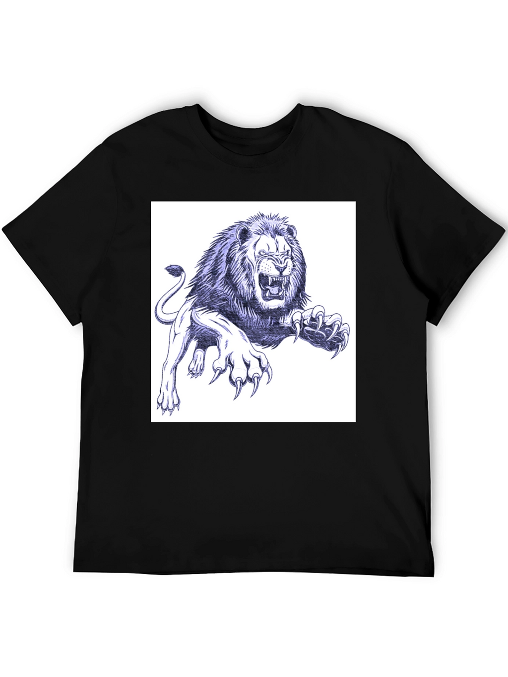Lion Graphic Print Black T-Shirt