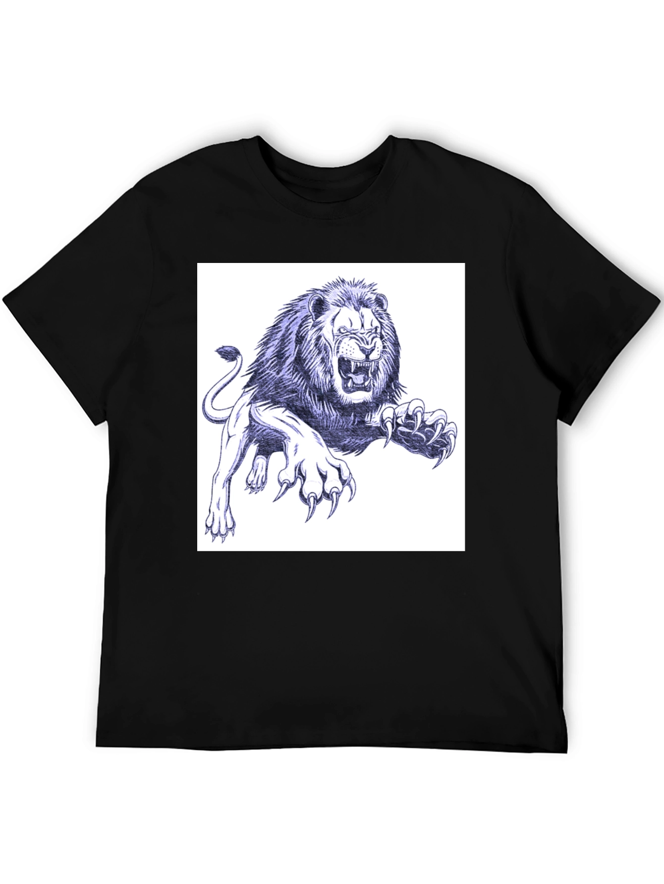 Lion Graphic Print Black T-Shirt