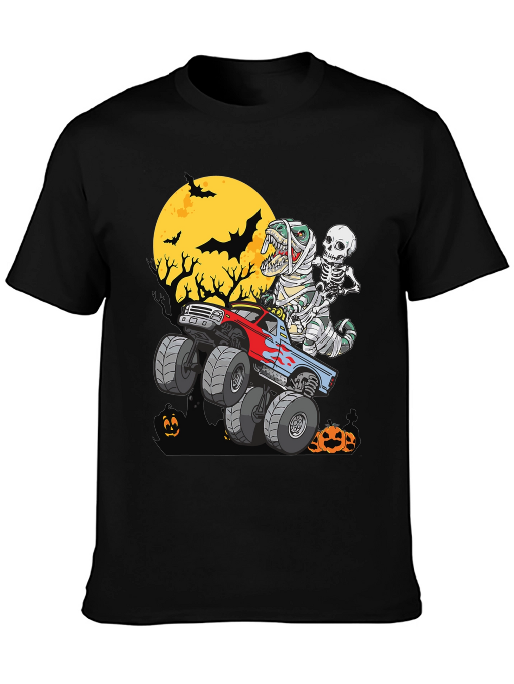 Halloween Monster Truck T-Rex Skeleton T-Shirt