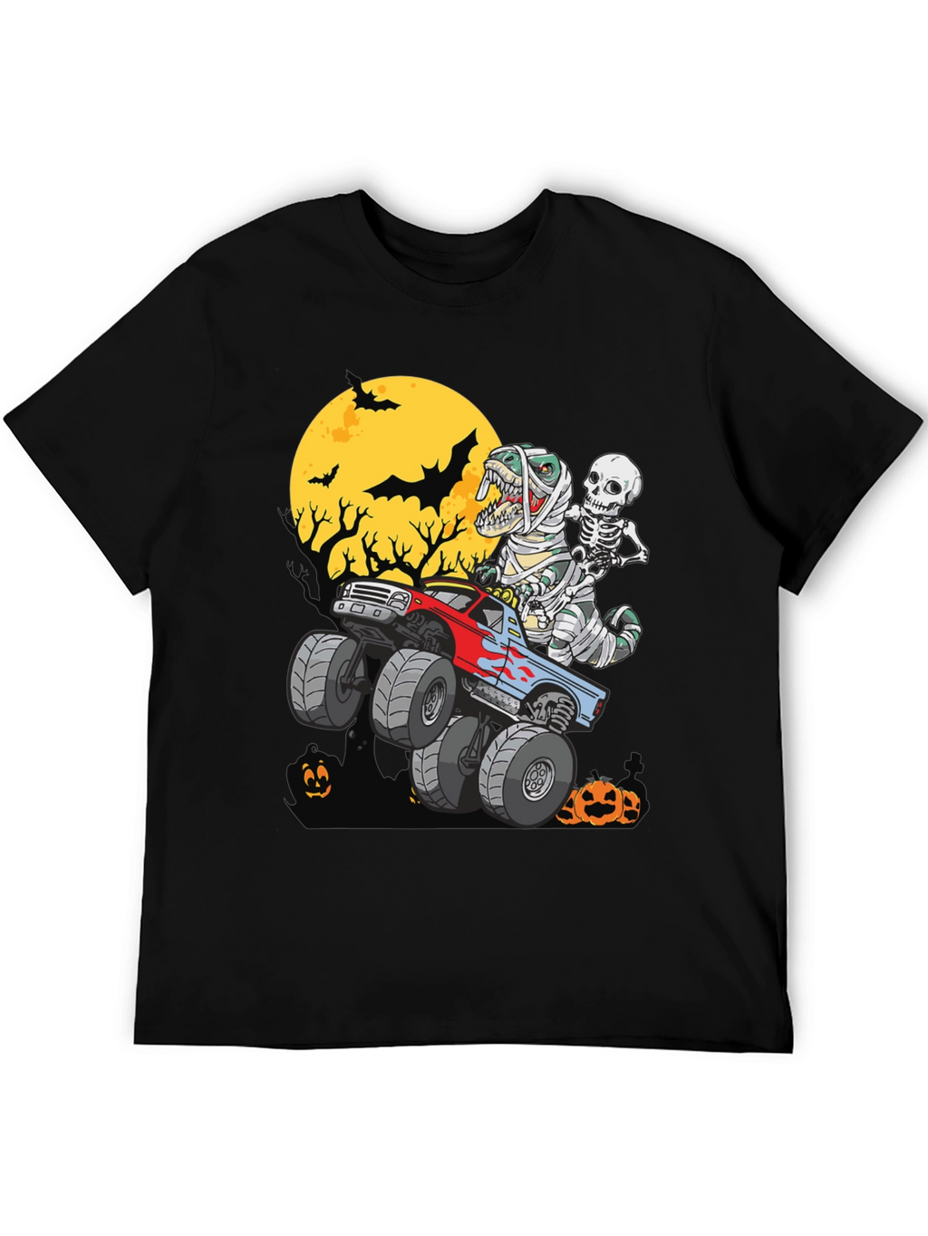Halloween Monster Truck T-Rex Skeleton T-Shirt