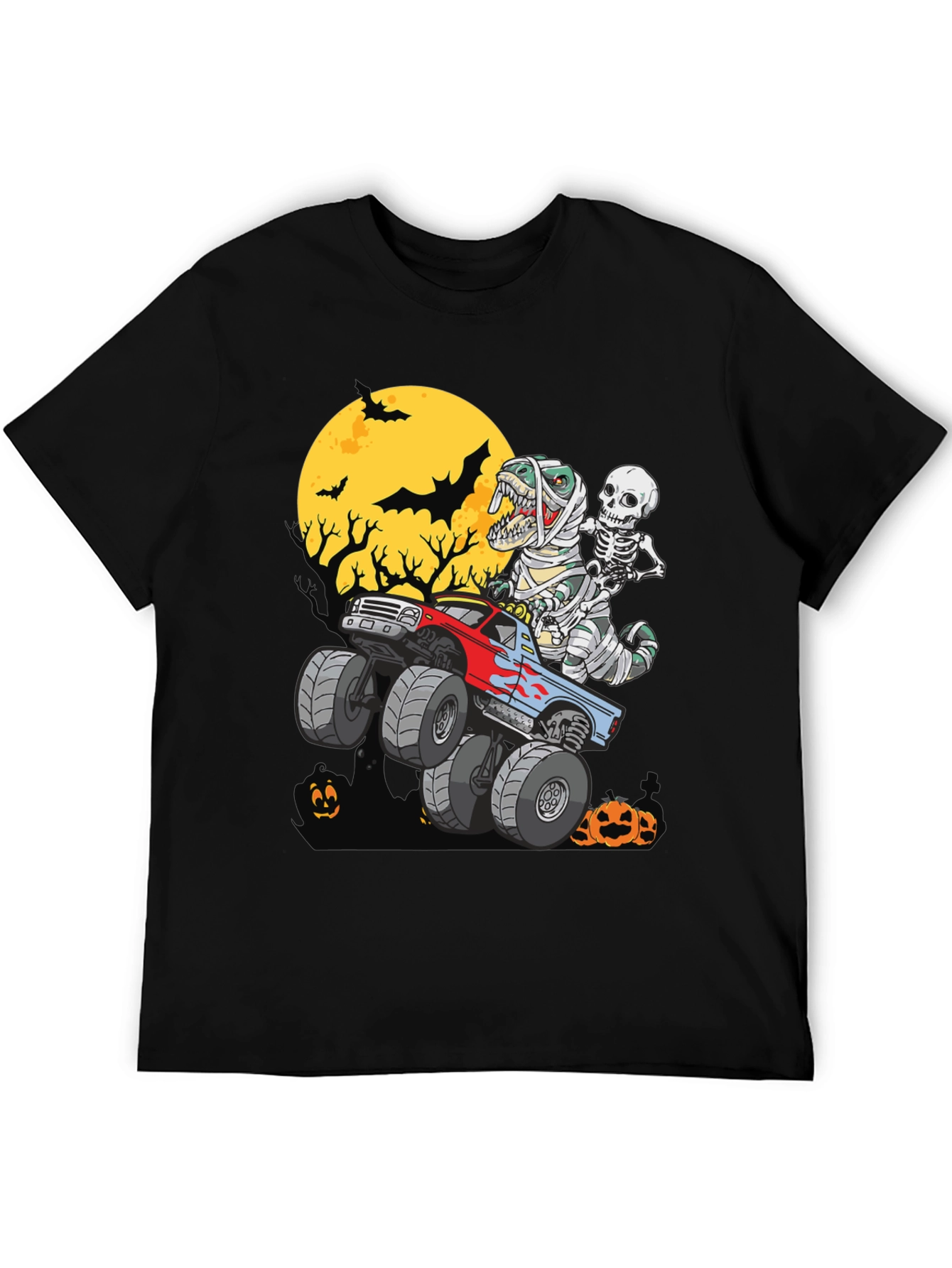 Halloween Monster Truck T-Rex Skeleton T-Shirt