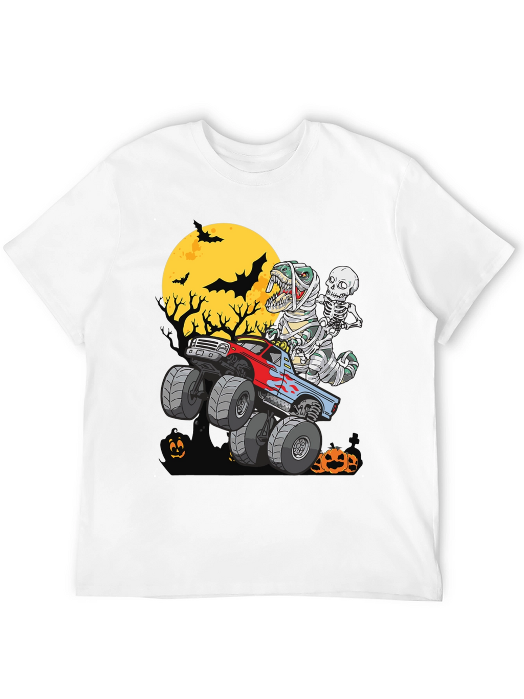 Halloween Monster Truck T-Rex Skeleton T-Shirt