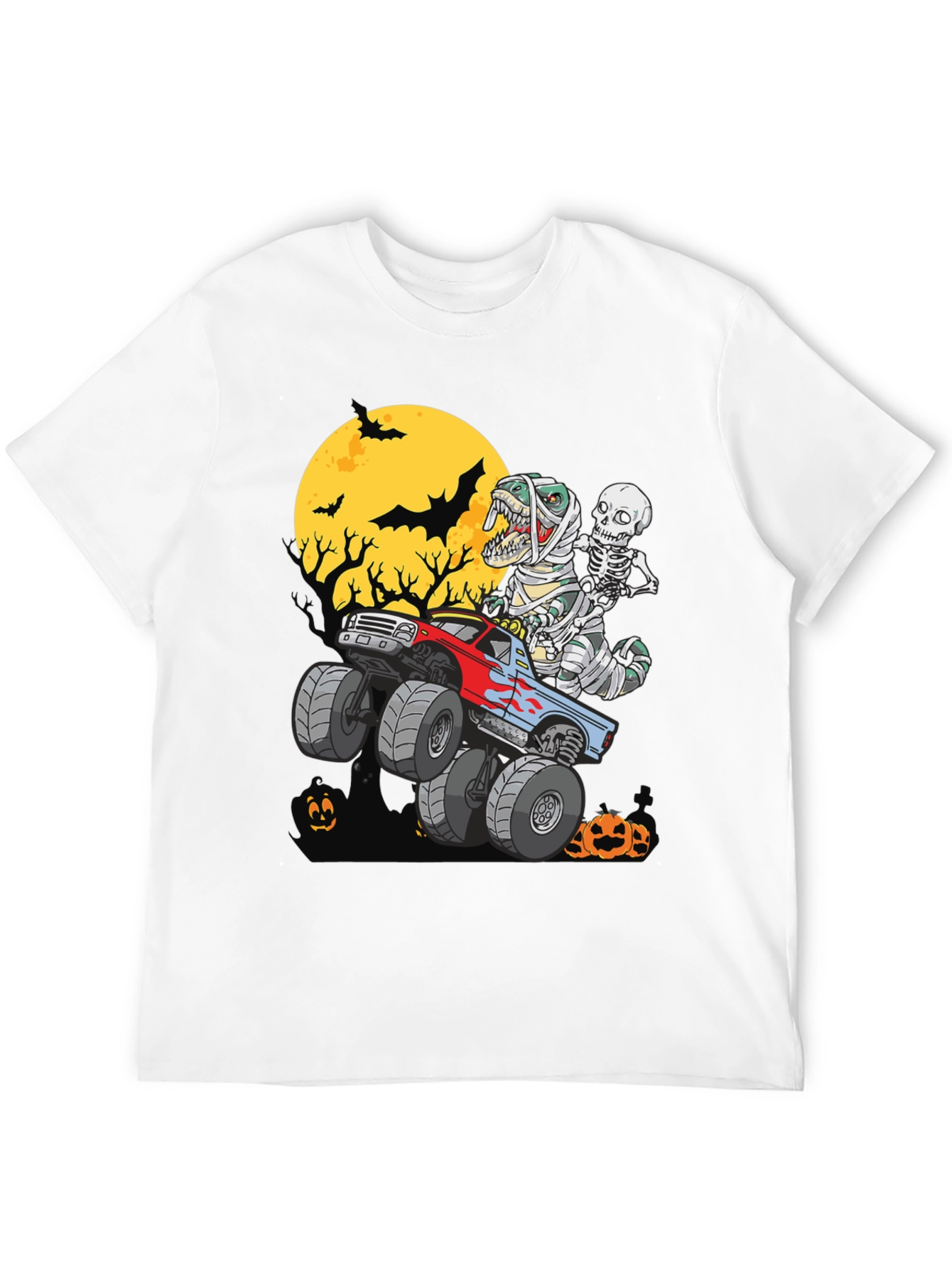 Halloween Monster Truck T-Rex Skeleton T-Shirt