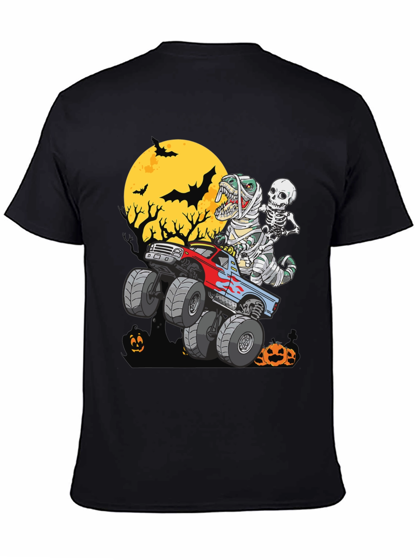 Halloween Monster Truck T-Rex Skeleton T-Shirt