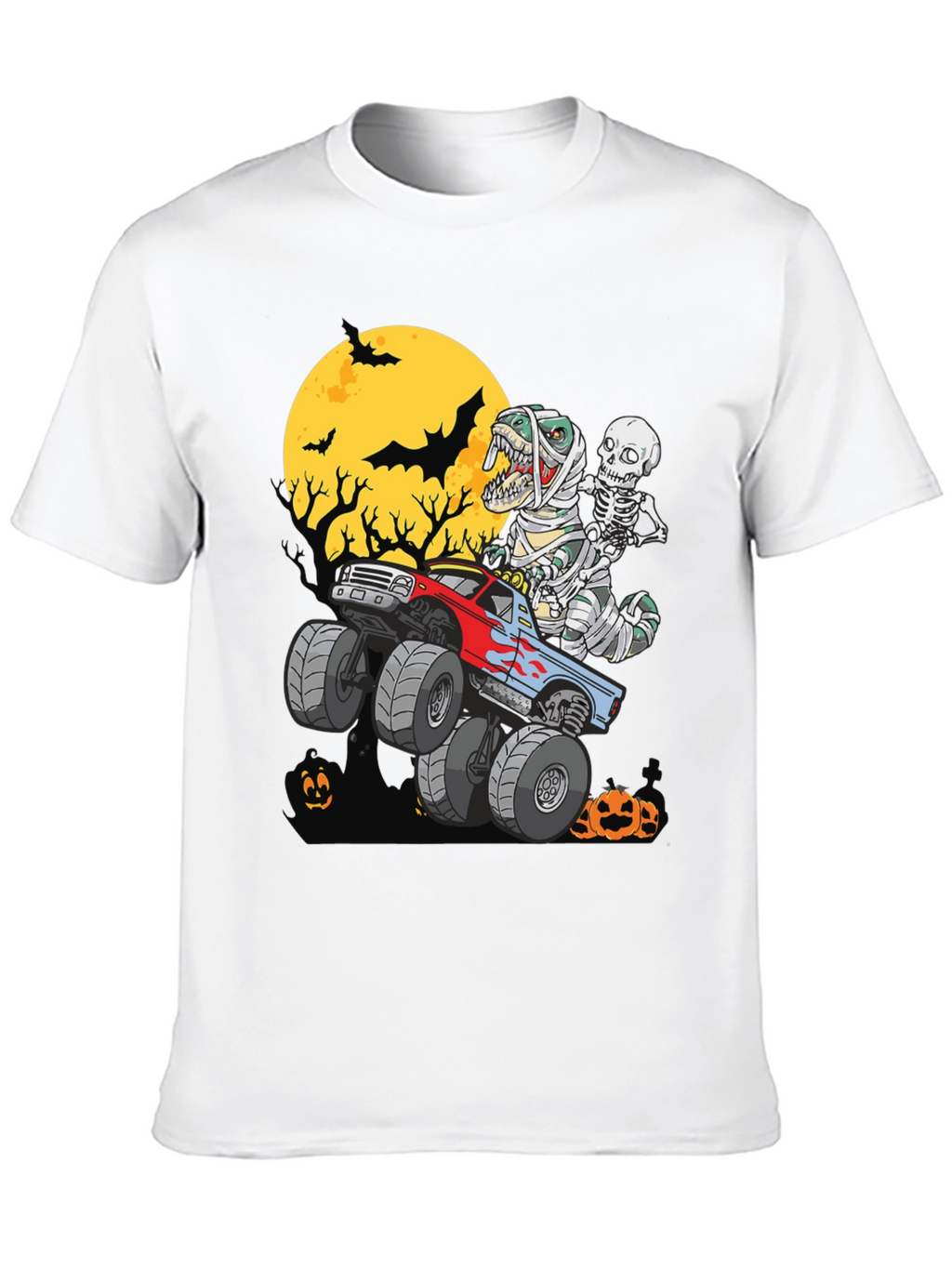 Halloween Monster Truck T-Rex Skeleton T-Shirt