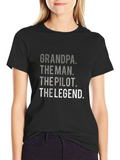 Grandpa Pilot Legend Black Graphic Tee