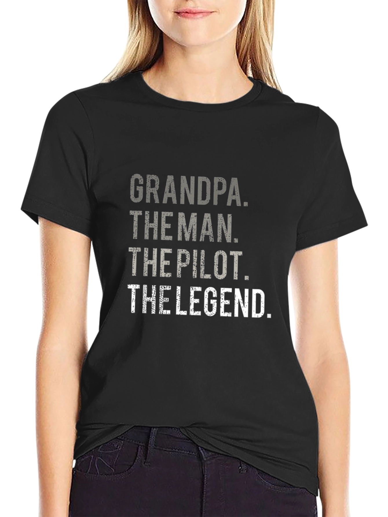 Grandpa Pilot Legend Black Graphic Tee
