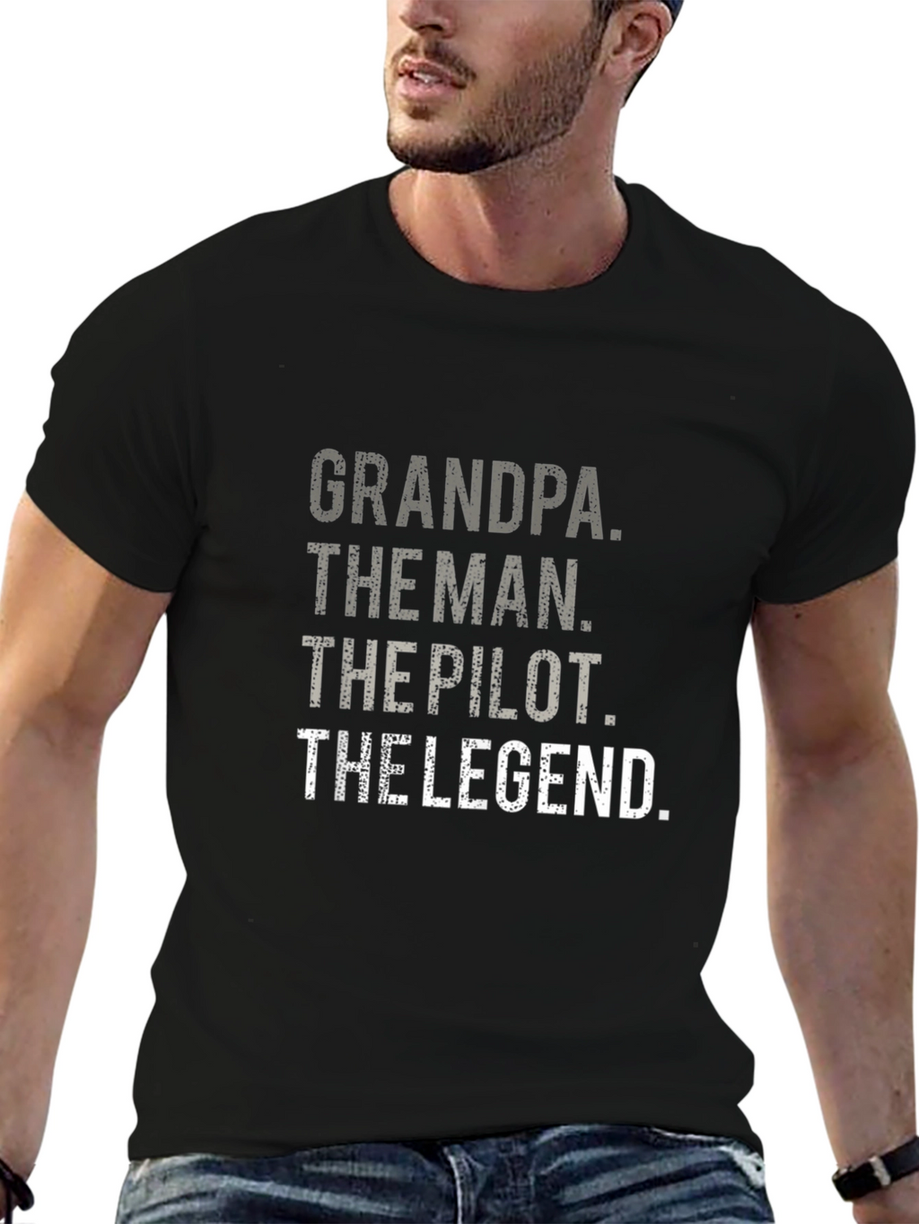 Grandpa Pilot Legend Black Graphic Tee