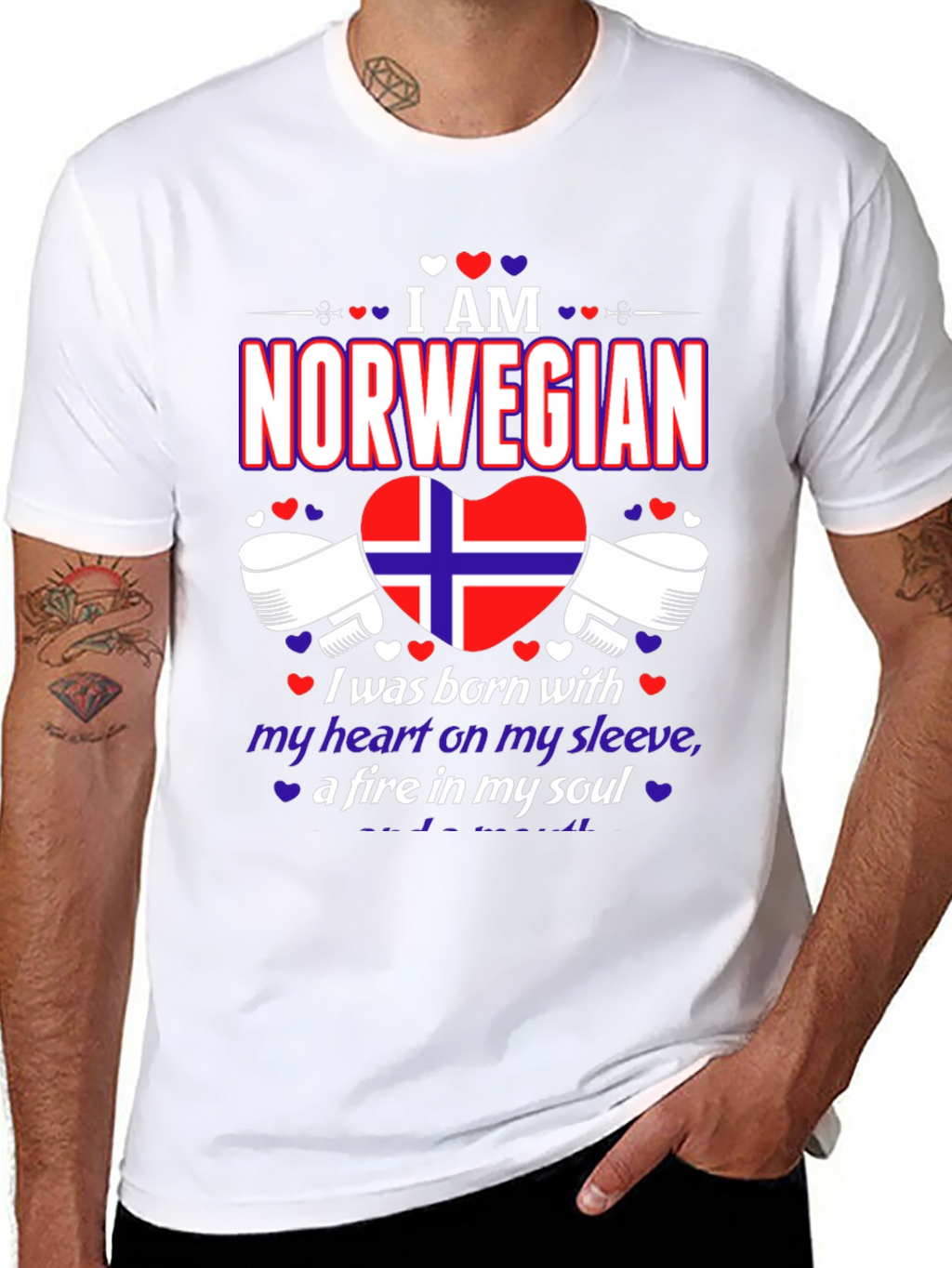 I am Norwegian T-Shirt - Heart on Sleeve