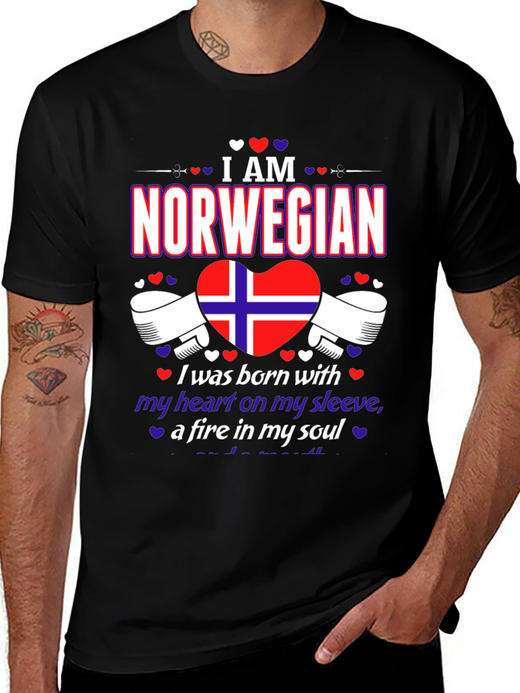 I am Norwegian T-Shirt - Heart on Sleeve
