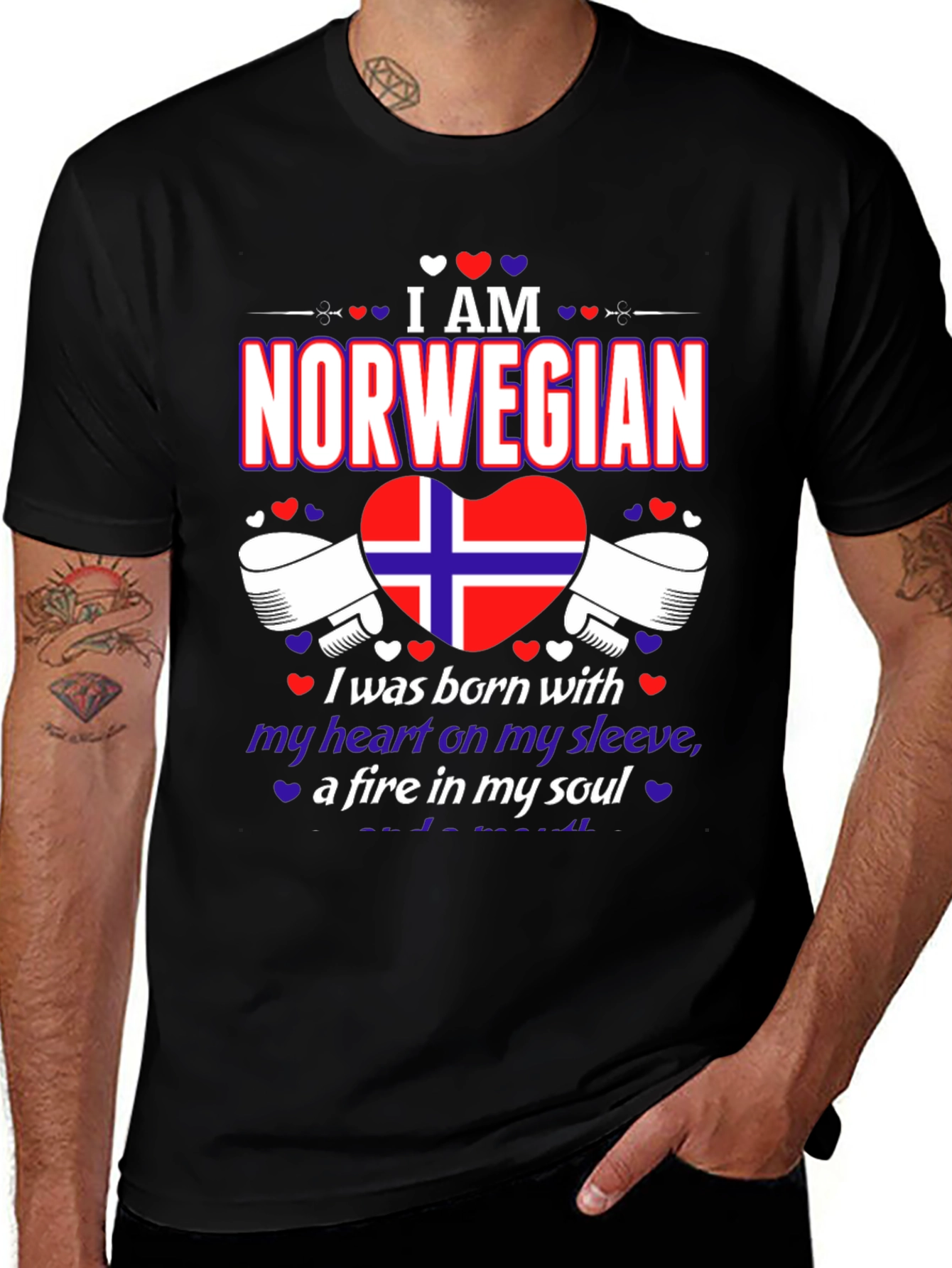 I am Norwegian T-Shirt - Heart on Sleeve