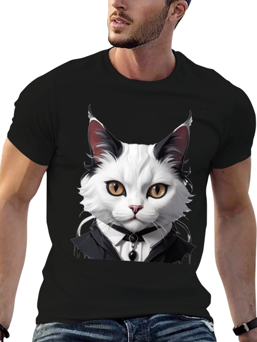 Cat Tuxedo T-Shirt - Feline Formal Wear