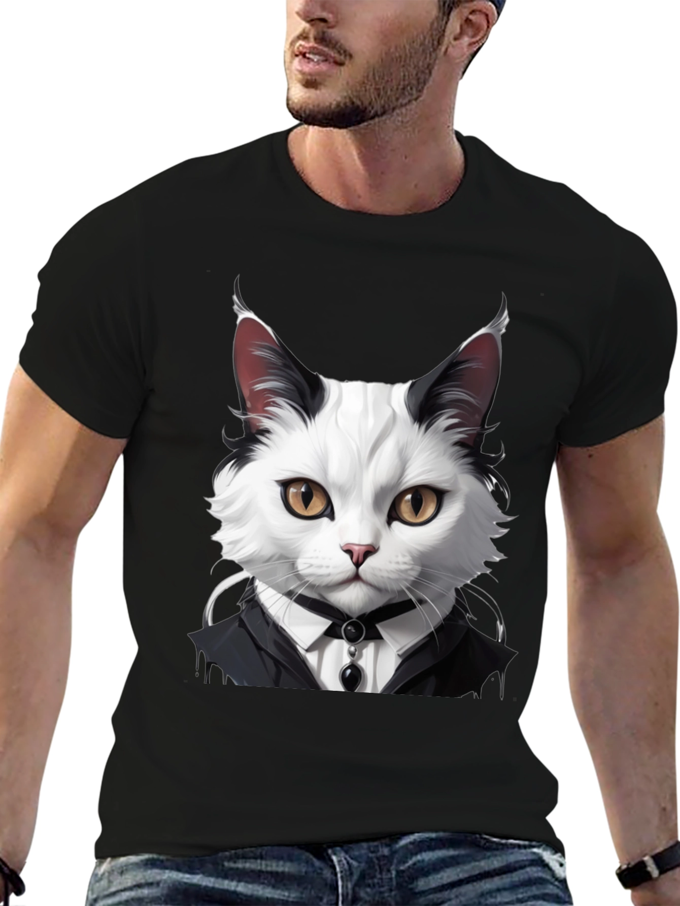 Cat Tuxedo T-Shirt - Feline Formal Wear