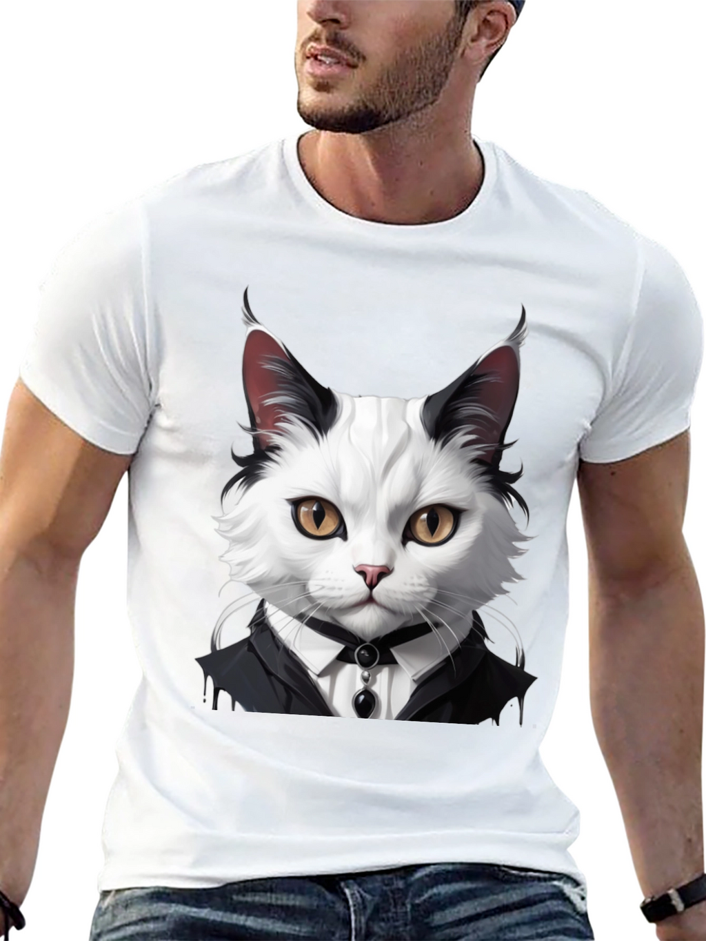 Cat Tuxedo T-Shirt - Feline Formal Wear