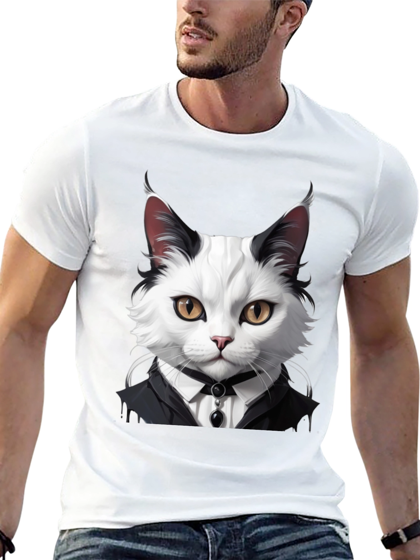 Cat Tuxedo T-Shirt - Feline Formal Wear