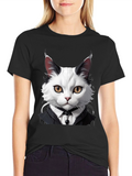 Cat Tuxedo T-Shirt - Feline Formal Wear