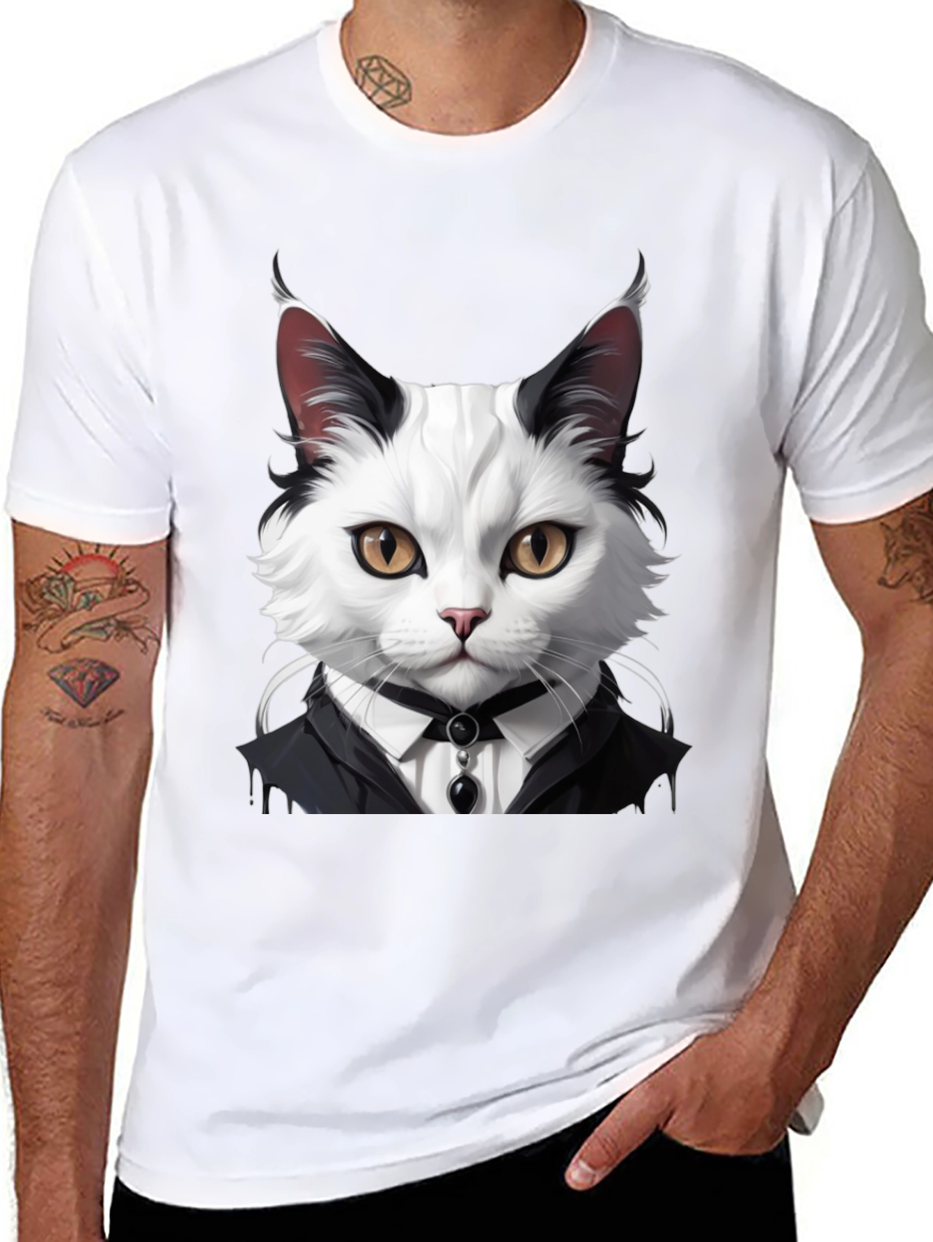 Cat Tuxedo T-Shirt - Feline Formal Wear