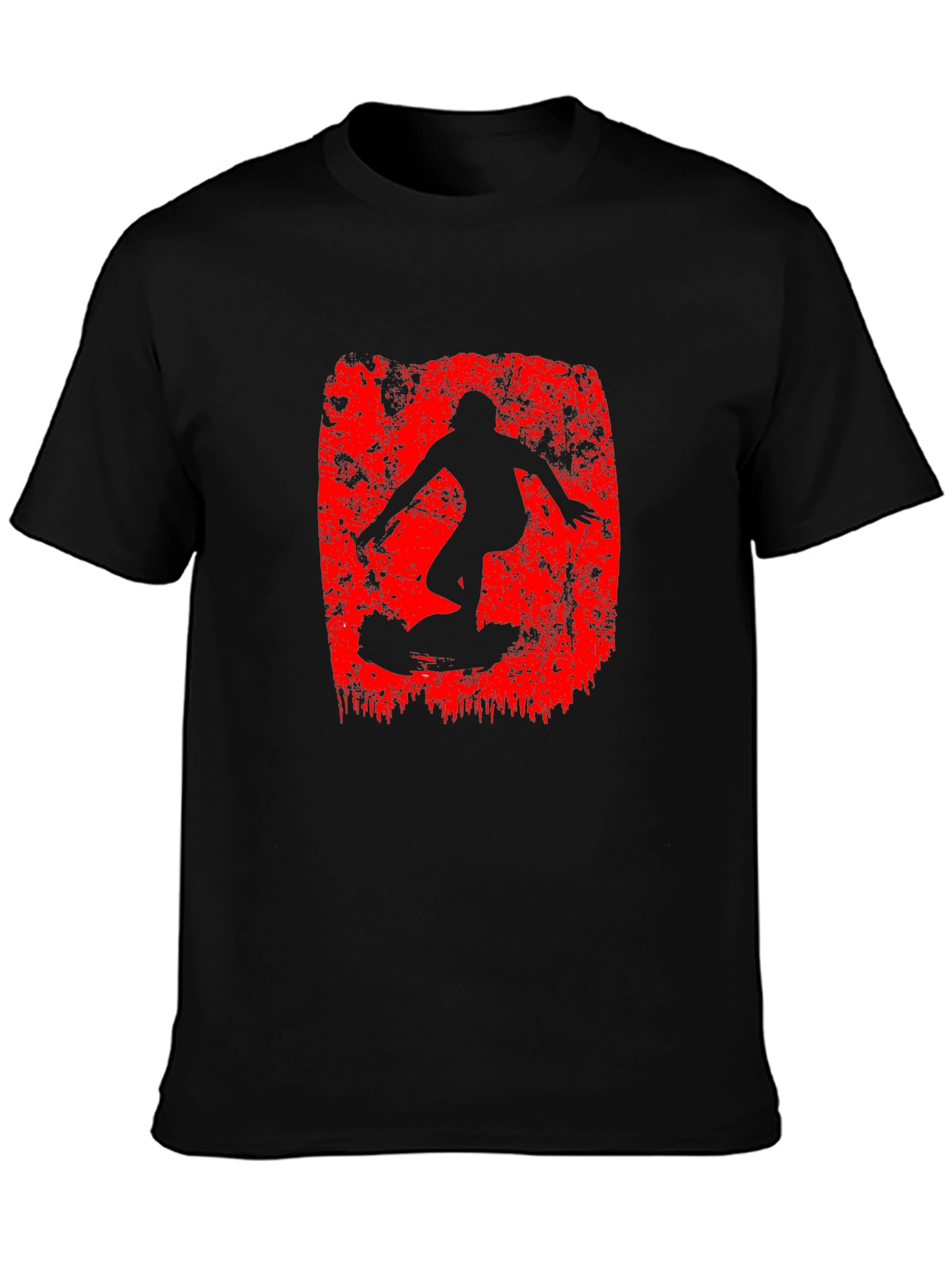 Surfer Graphic Black T-Shirt - Ride the Wave!