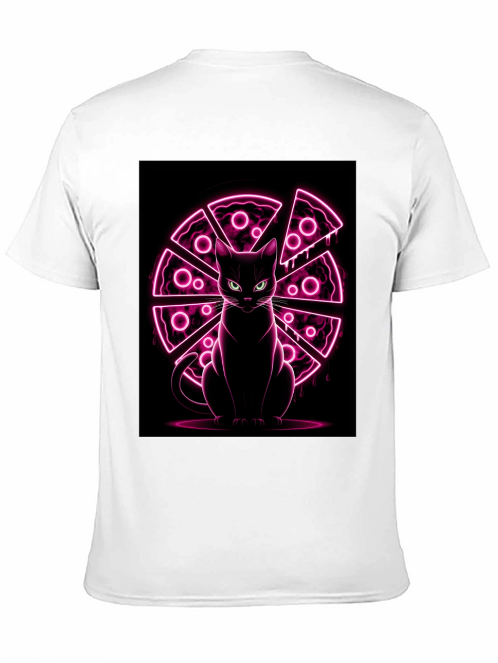 Cat Pizza Neon Graphic T-Shirt